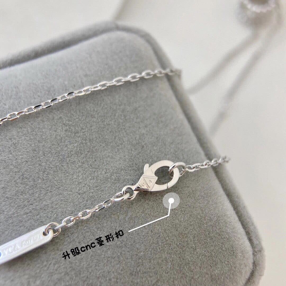 Van Cleef & Arpels Elegant Silver Diamond Pendant Necklace